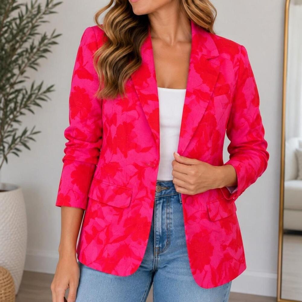 Kate Spade New York Pink & Red Floral Blazer – Size S